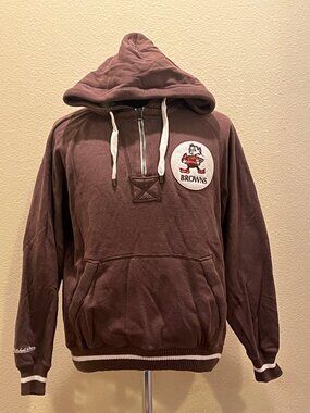 Mitchell & Ness Cleveland Browns Throwbacks 1/4 Zip NFL Hoodie Mens M